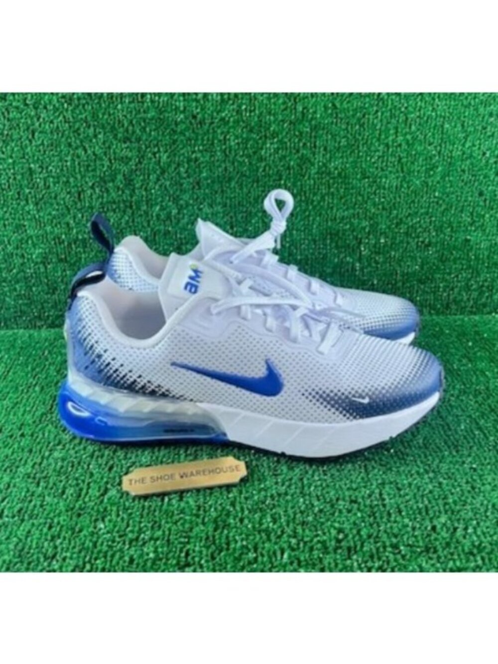 Nike Air Max White Blue Shoes Running Youth HF7052-100 GS Size 5Y / Women 6.5